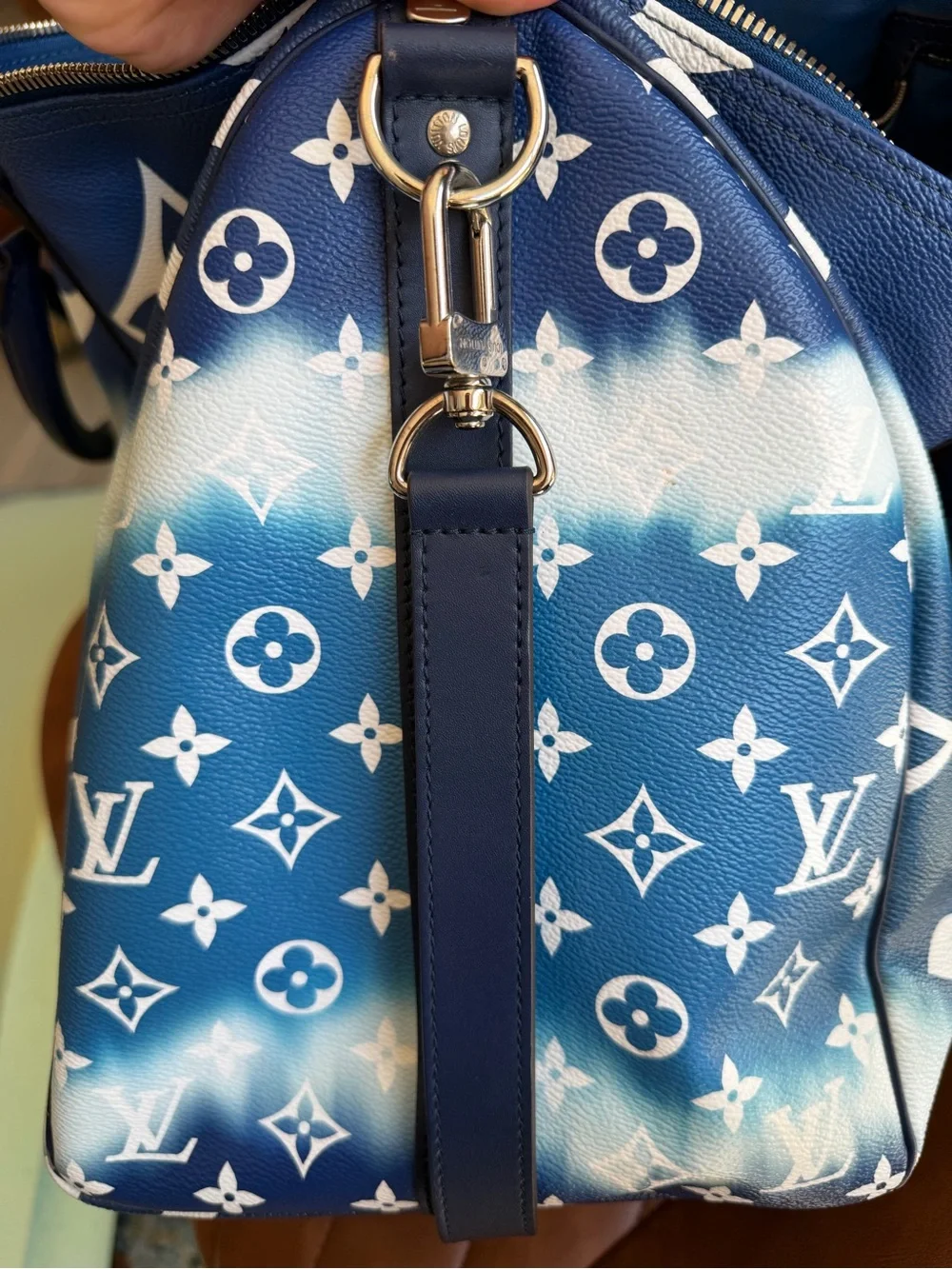 Louis Vuitton Blue and White Monogram Tie-Dye Keepall Duffel